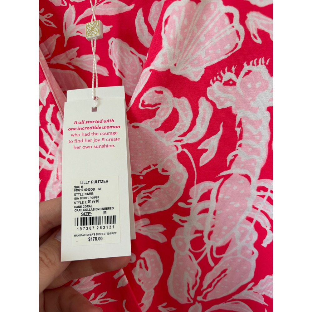Lilly Pulitzer Ibby Skirted Romper – Cane Coral Crab – Medium – NWT - Picture 5 of 6